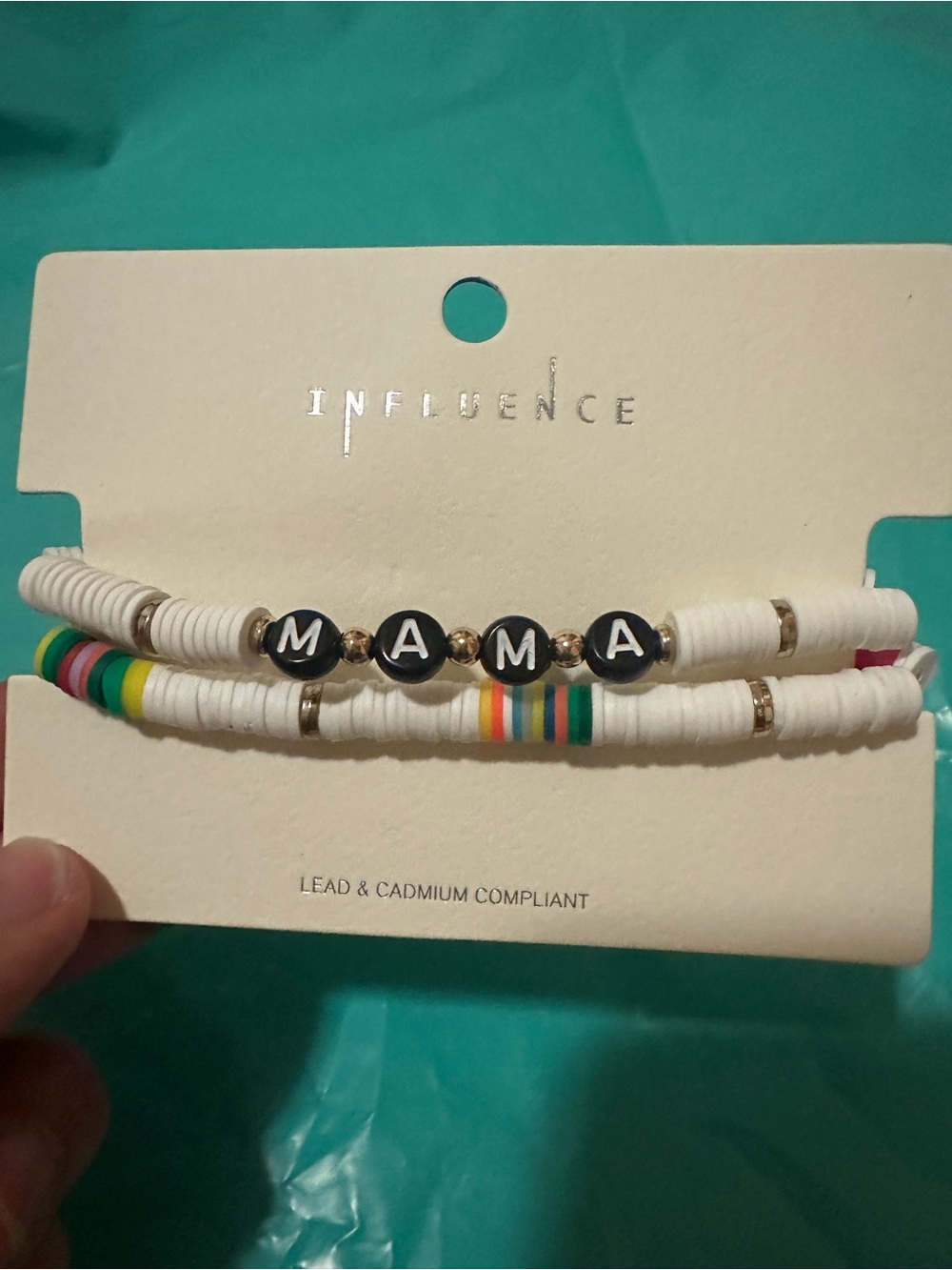 Influence Brancd- White “Mama” Bracelet Set with Rainbow Accents- NWT